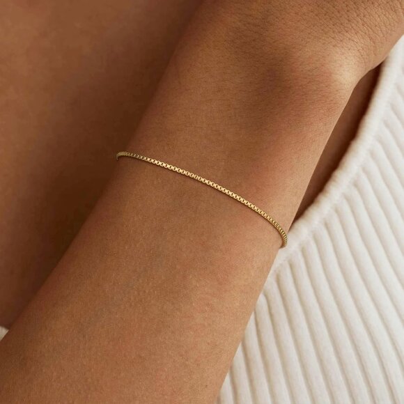 Gold Bracelets for Women Trendy, 14K Real Gold Plated Dainty Stackable Pearl Sna - Picture 2 of 7